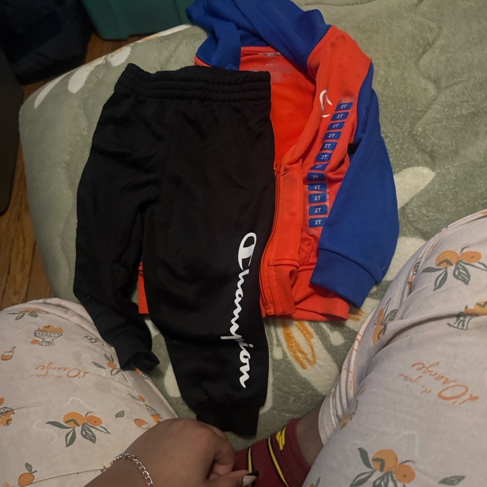 Champion Kids Black Sweat Joggers with White Script Logo